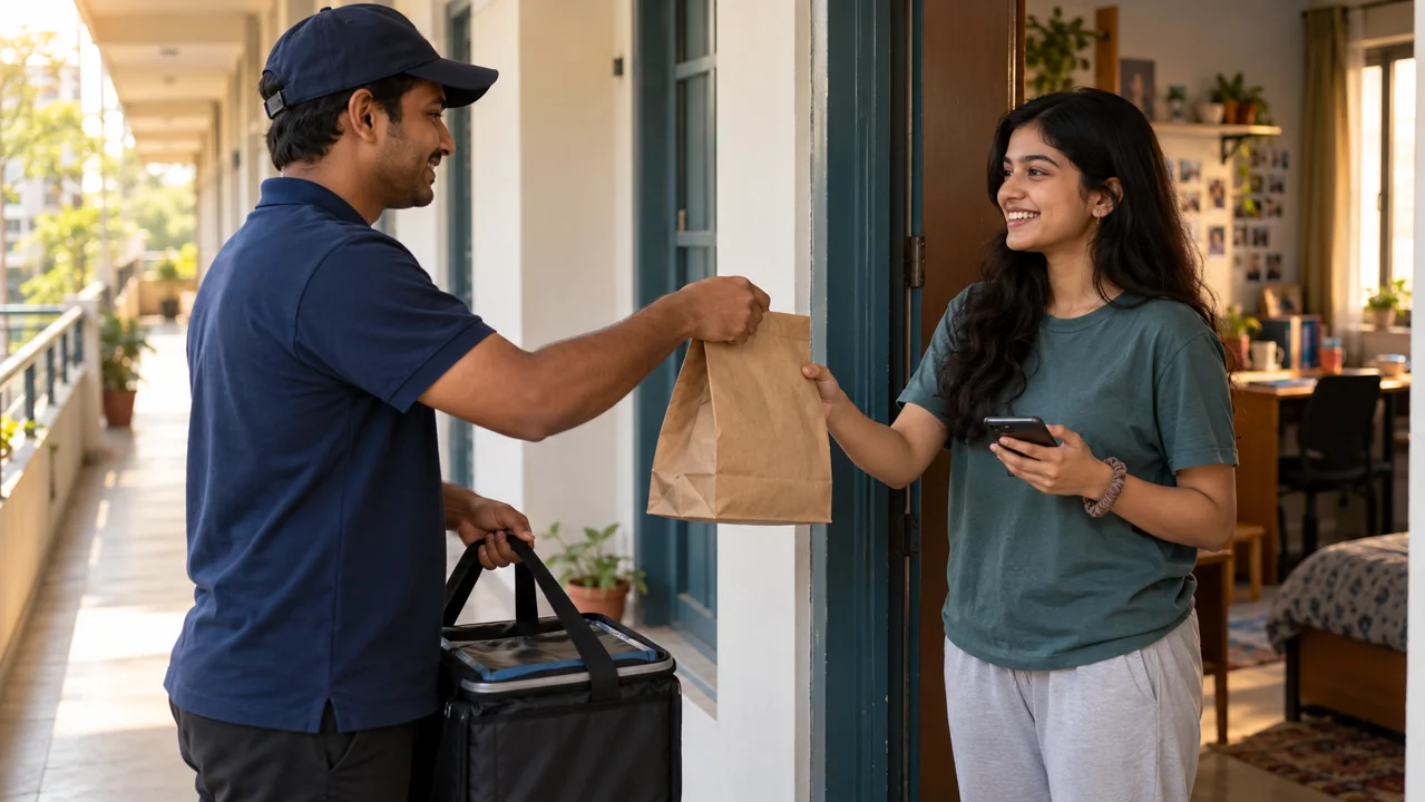 Deliver to the hostel room — Campus staff deliver to the hostel room within the university’s configured service rules.