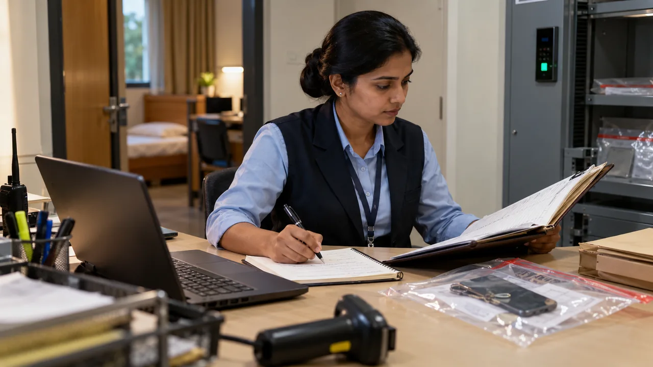 A hostel incident owner completing a time-stamped, access-controlled event record.